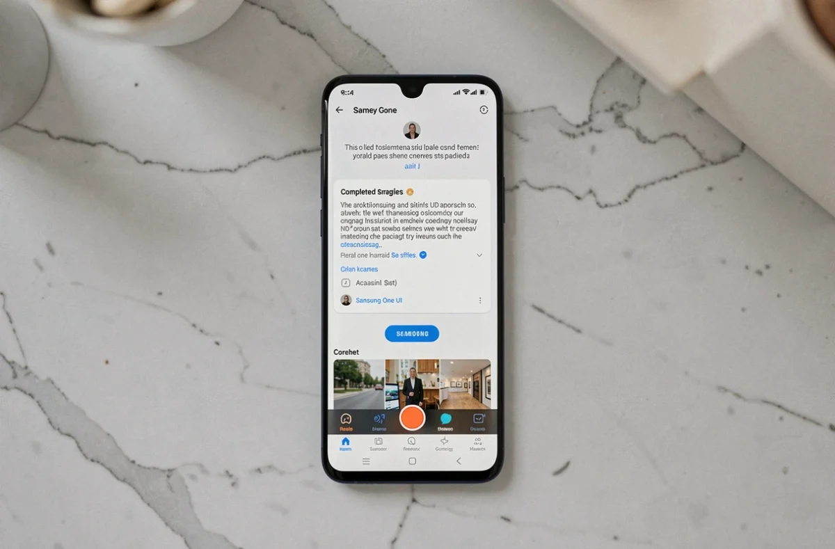 Écran Samsung affichant la barre d'outils de capture d'écran One UI avec aperçu miniature