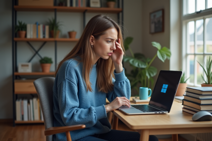 Jeune femme concentrée vérifiant un routeur sans fil à la maison