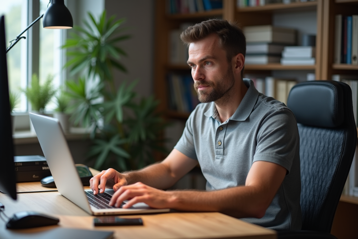 Technicien informatique homme en bureau moderne et organisé
